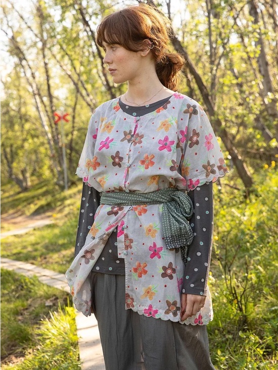 Gudrun Sjoden Dresses & Skirts - Gudrun Sjoden Woven Tunic or Dress in Gray with Pink Accents Lighweight